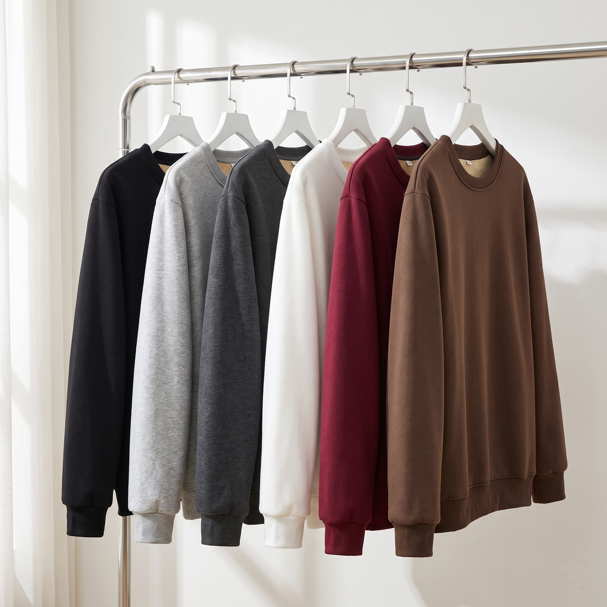 Men's Crew Neck Jumper - Sherpa Lined Fleece Interior - Warm Winter Top