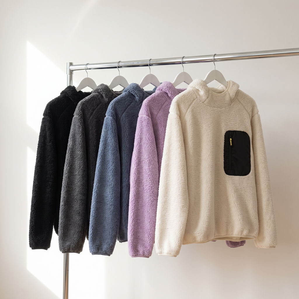 Fleece Hoodie - Sherpa Pullover - Hooded Midlayer with Zip Pocket