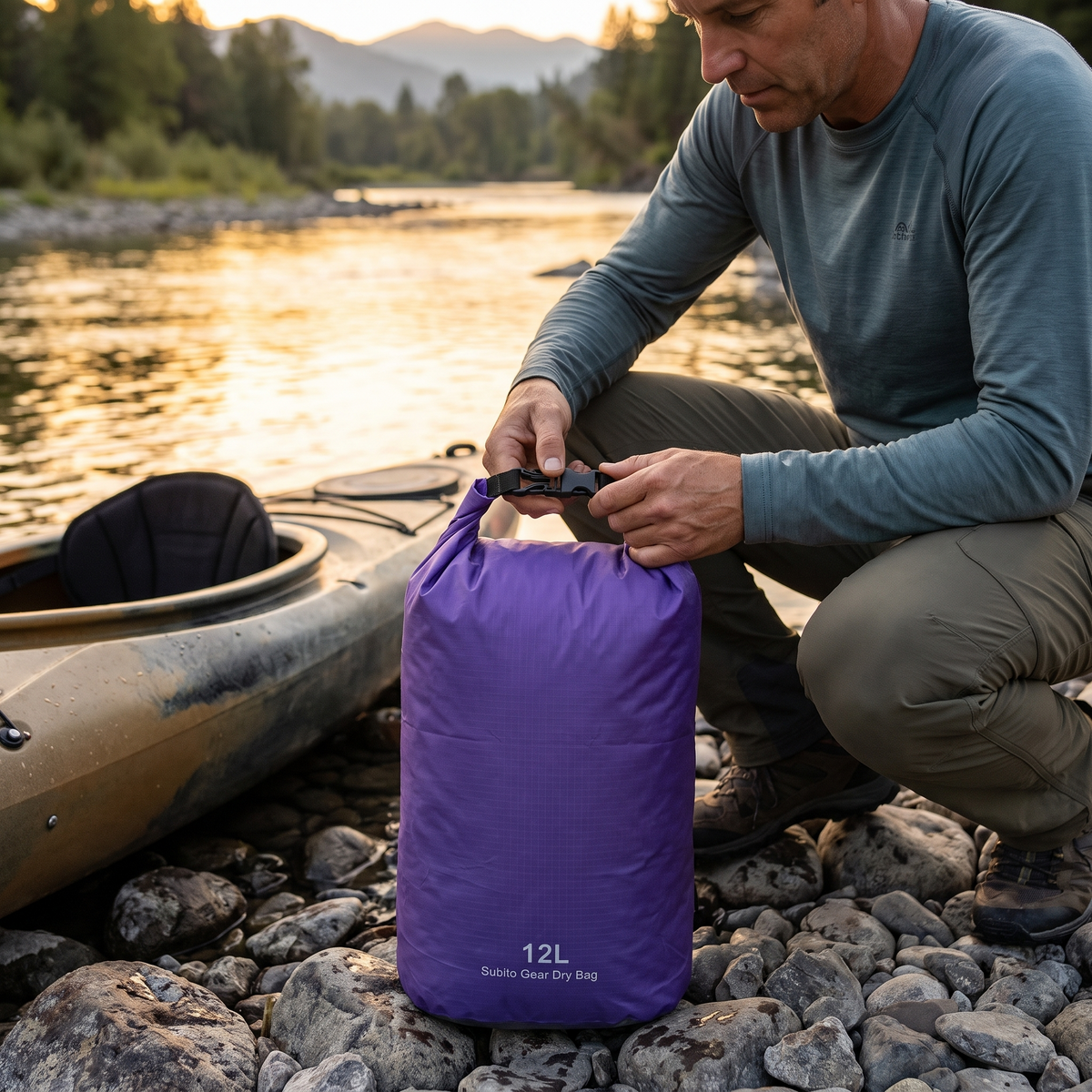 Waterproof Dry Bag Set - Roll-Top Dry Sacks for Kayaking & Camping