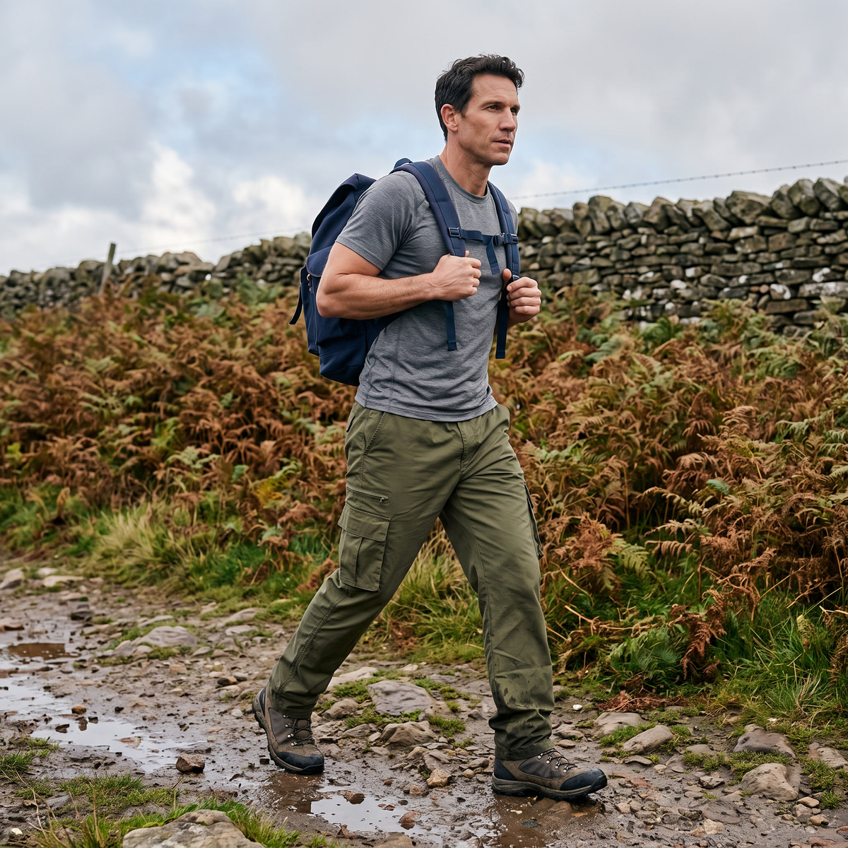 Men's Walking Trousers - Lightweight Cargo - Quick-Dry Hiking Trousers