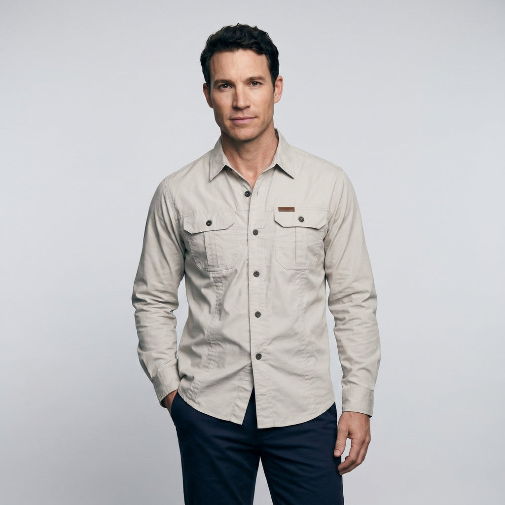Men's Lightweight Long-Sleeve Outdoor Shirt – Durable Cotton Design