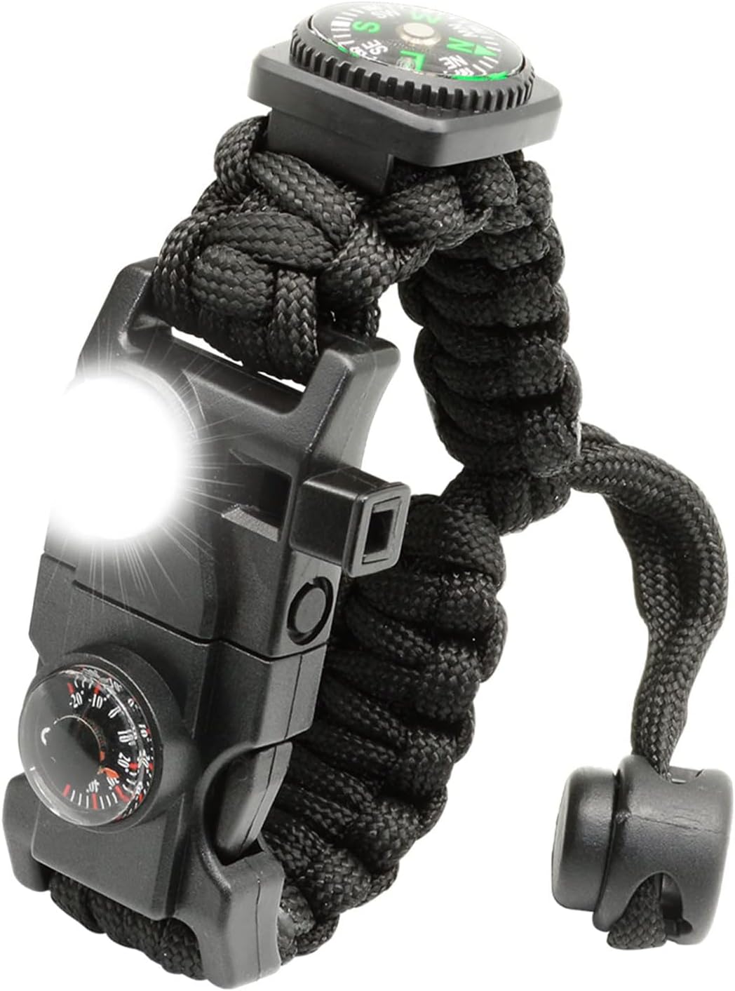 20-in-1 Survival Paracord Bracelet – Fire Starter, Compass, Whistle, Thermometer & Multi-Tool