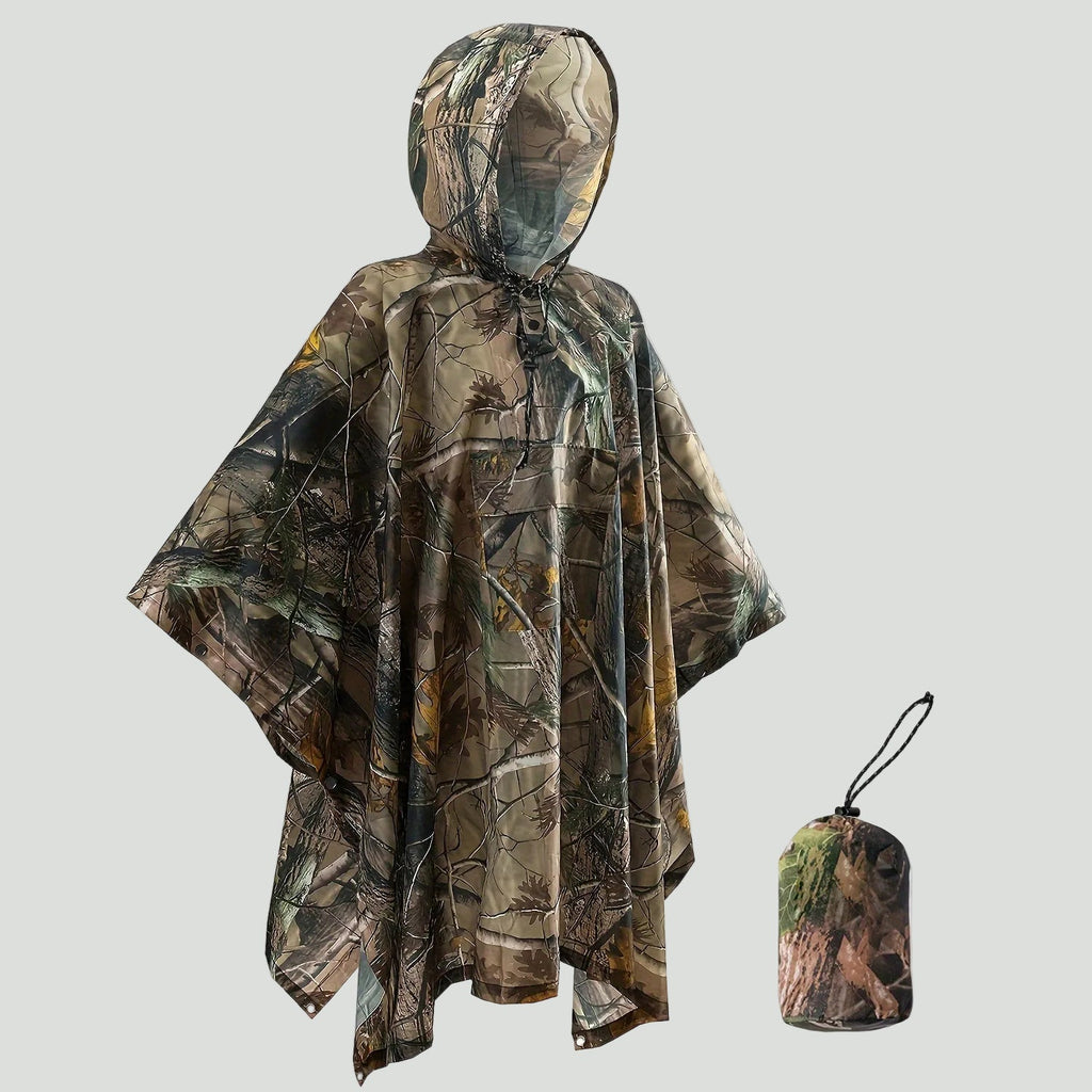 Camouflage Rain Poncho – Lightweight Waterproof Hooded Outdoor Poncho for Hiking & Fishing