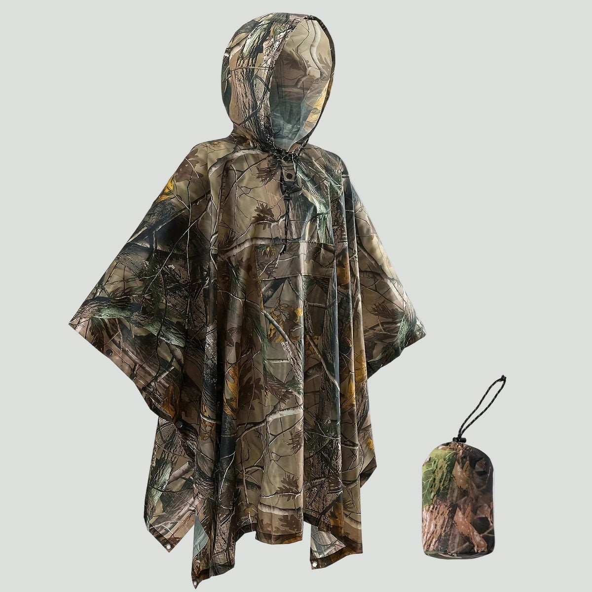 Camouflage Rain Poncho – Lightweight Waterproof Hooded Outdoor Poncho for Hiking & Fishing