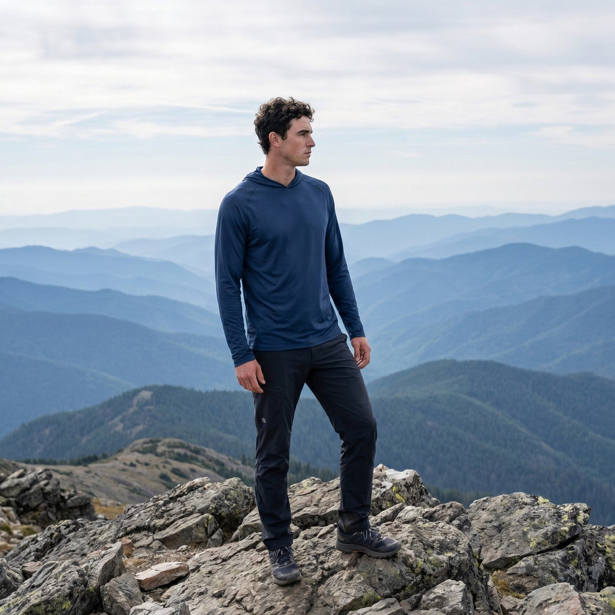 Men's UPF 50+ Sun Hoodie – Lightweight Quick-Dry Hiking & Fishing UV Top with Thumb Loops