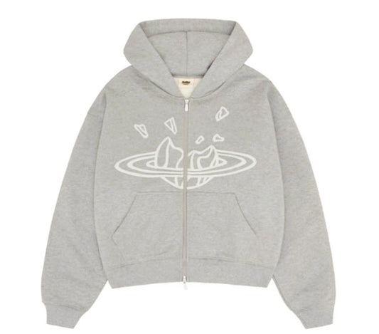 Broken Planet Zip Up Heather Grey Hoodie