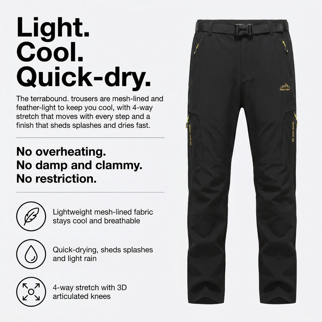 Men's Hiking Trousers - Lightweight Quick-Dry Stretch Walking Trousers