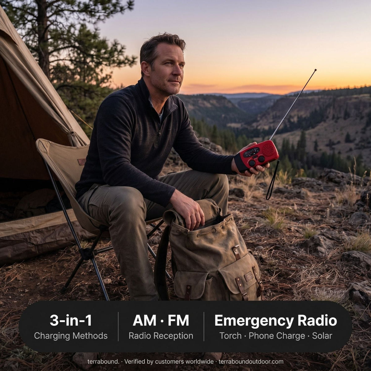 Emergency Hand Crank Radio - Solar and USB Rechargeable Weather Radio with Torch for Camping and Outdoor Use