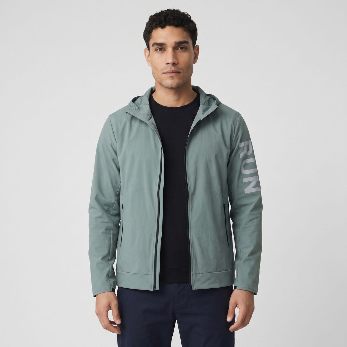 Men's Running Jacket - Lightweight Packable - Windproof & Water-Resistant