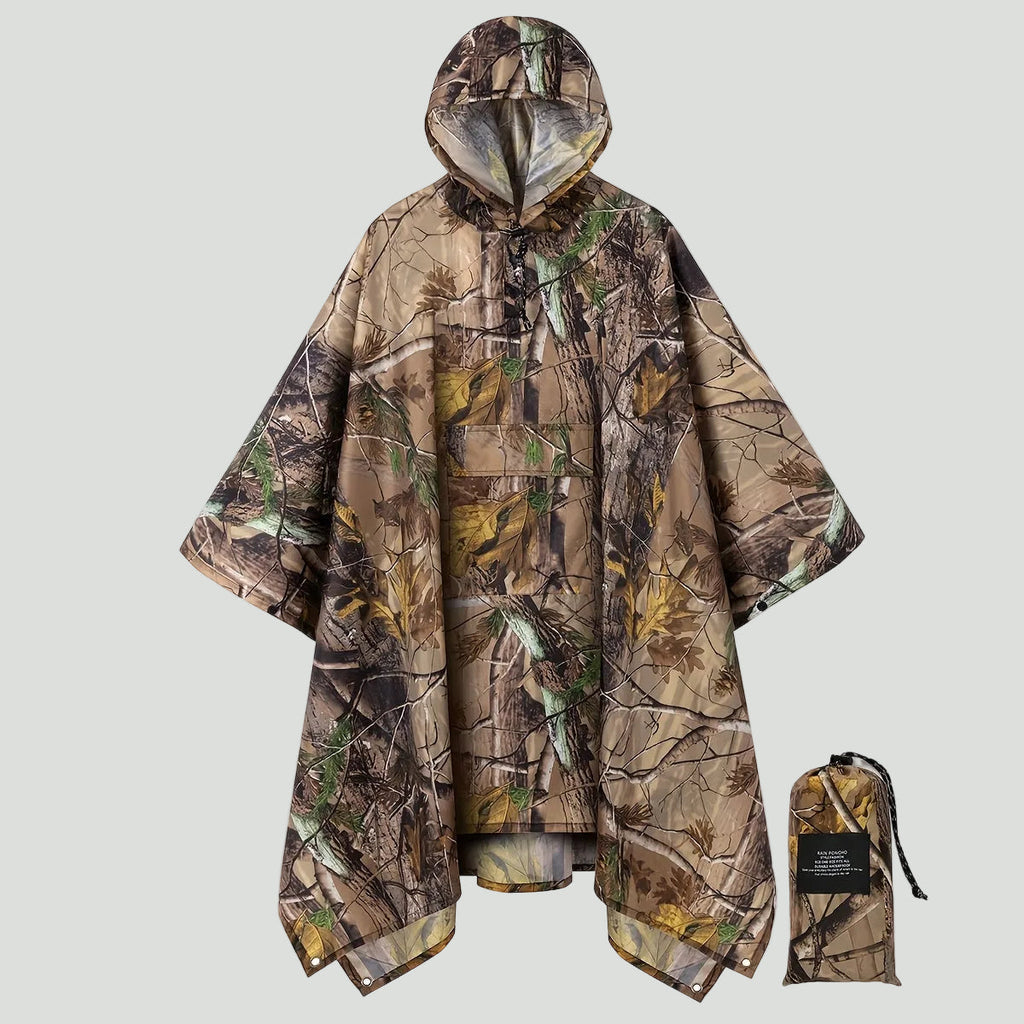 Camouflage Rain Poncho – Lightweight Waterproof Hooded Outdoor Poncho for Hiking & Fishing