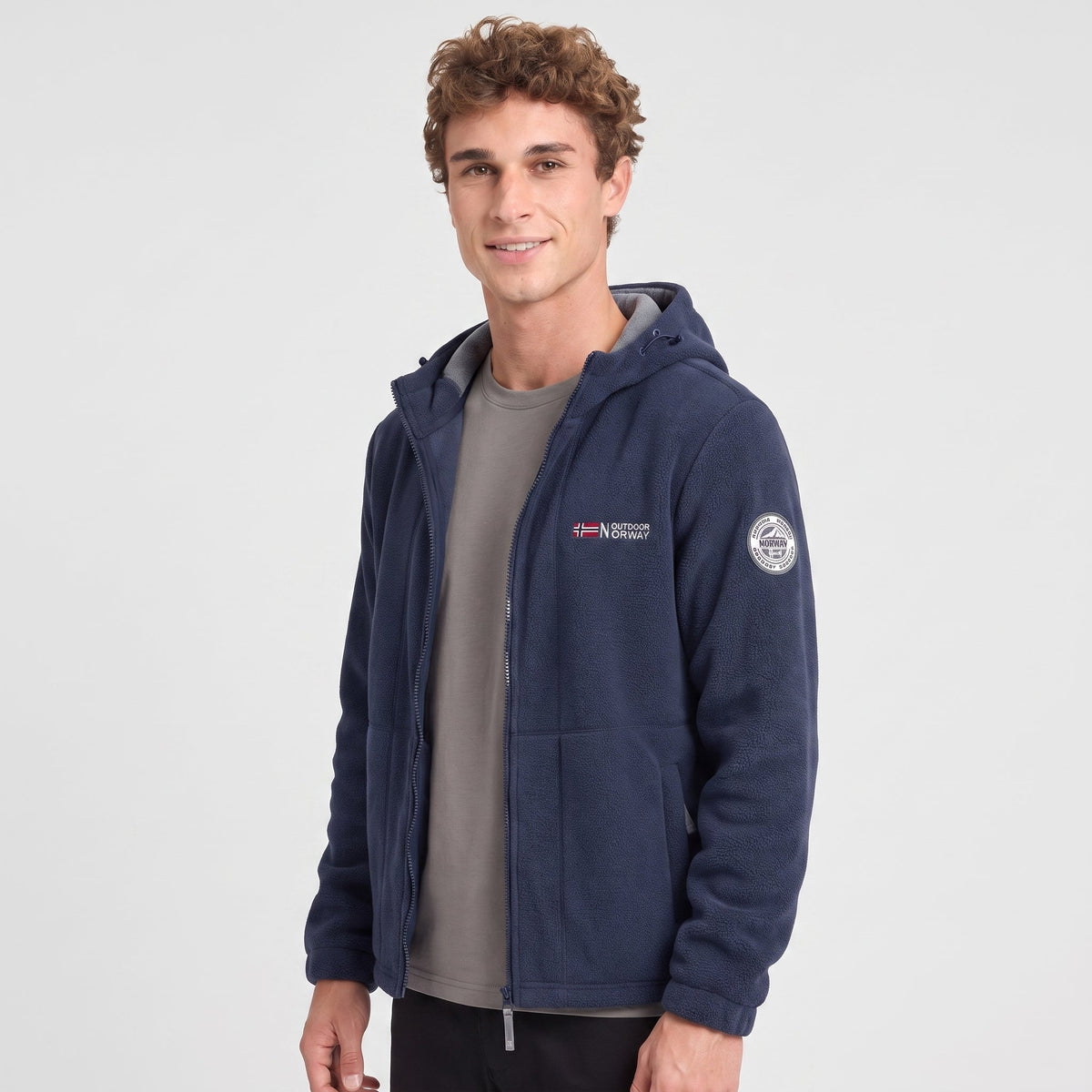 Men's Fleece Jacket - Windproof Hooded Fleece - Walking & Hiking