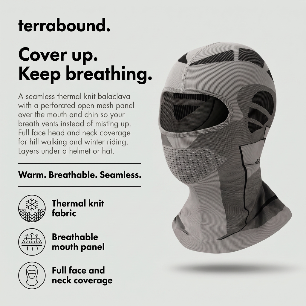 Thermal Balaclava - Breathable Mouth Panel - Hiking & Cycling Face Cover