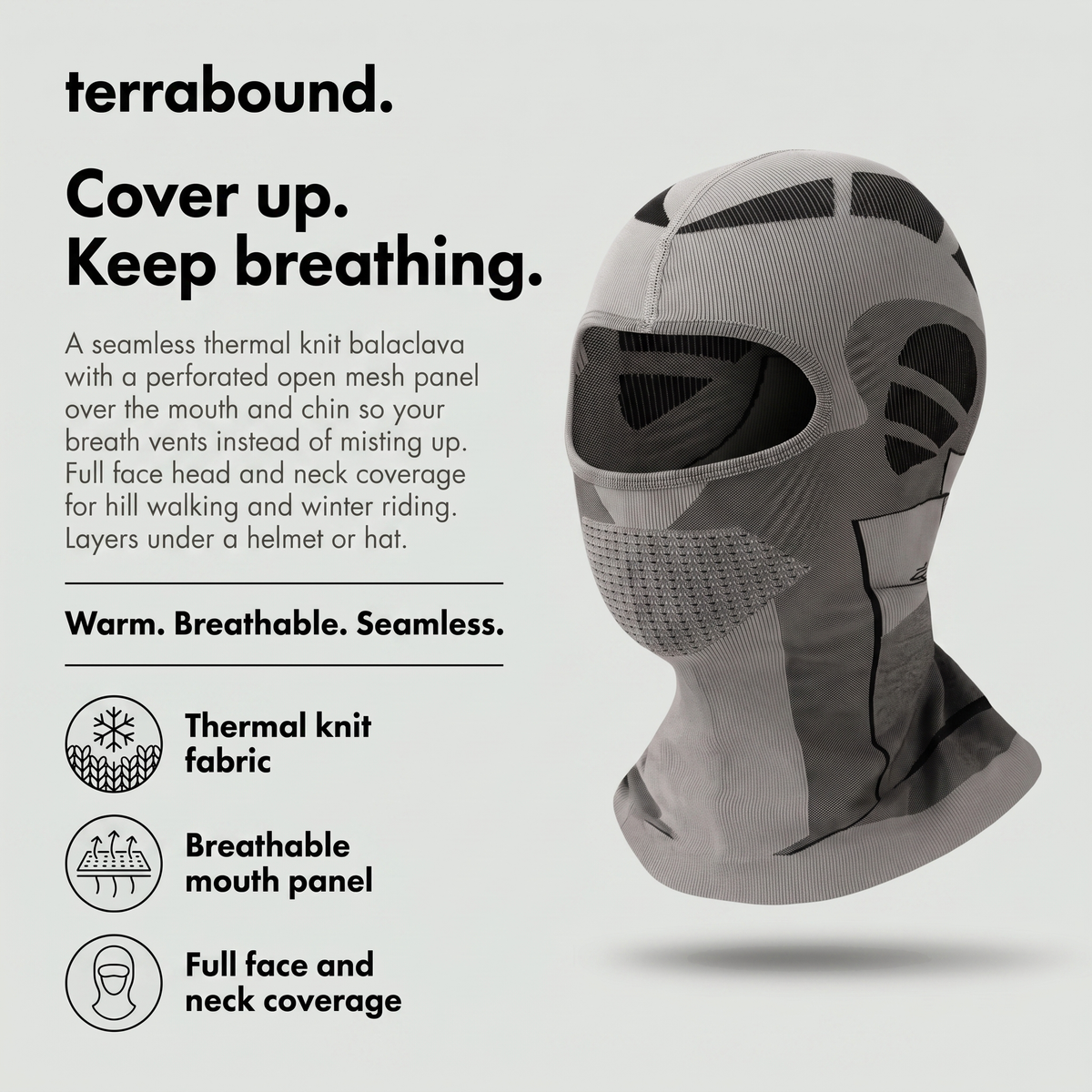 Thermal Balaclava - Breathable Mouth Panel - Hiking & Cycling Face Cover