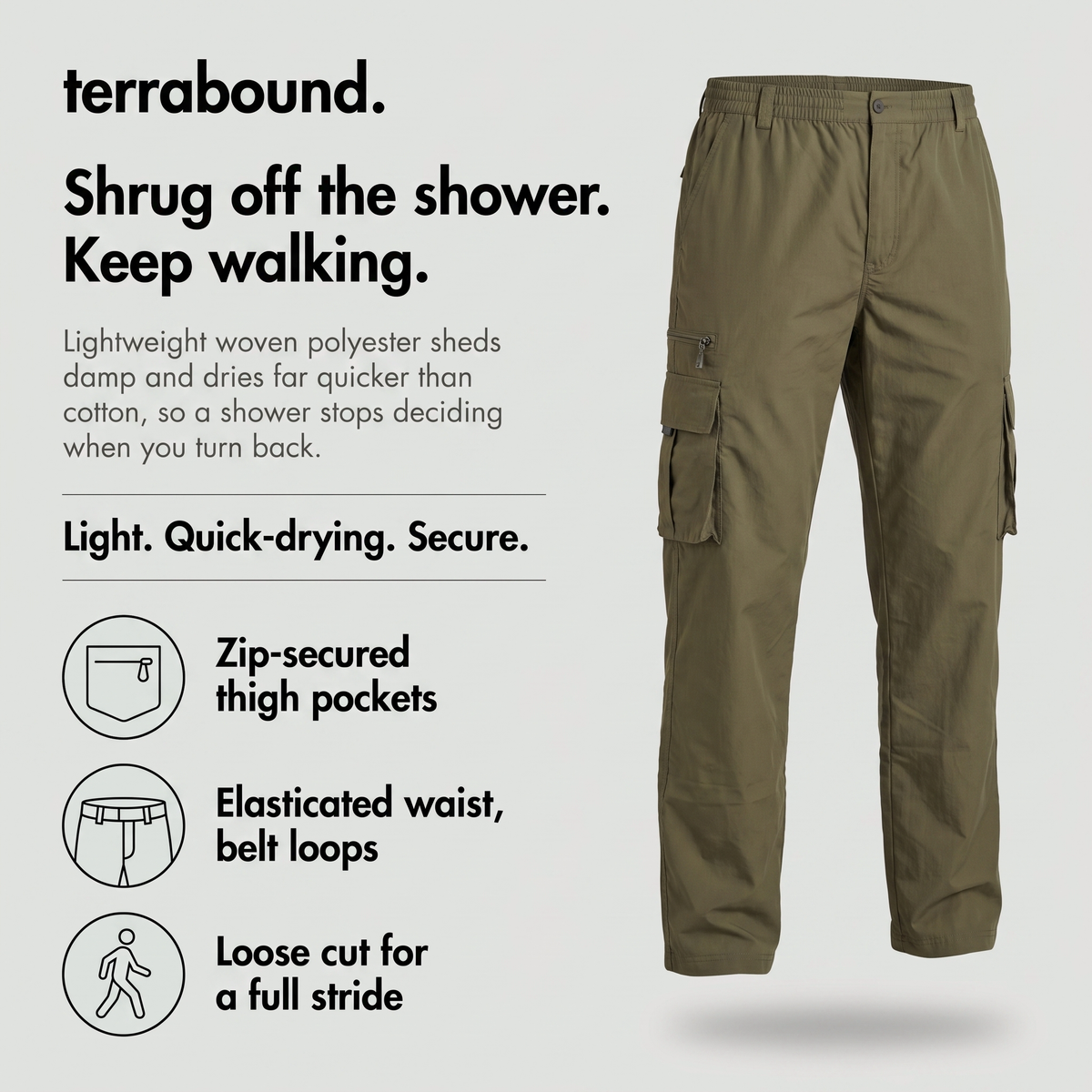 Men's Walking Trousers - Lightweight Cargo - Quick-Dry Hiking Trousers