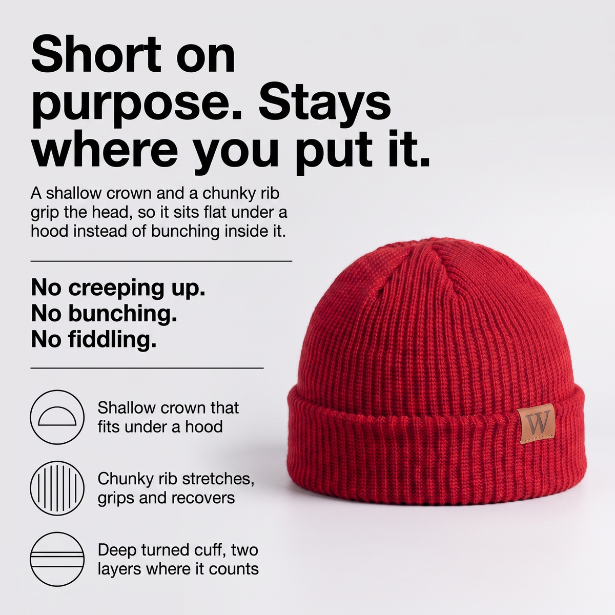 Beanie Hat - Ribbed Fisherman Beanie - Cuffed Winter Hat for Hiking