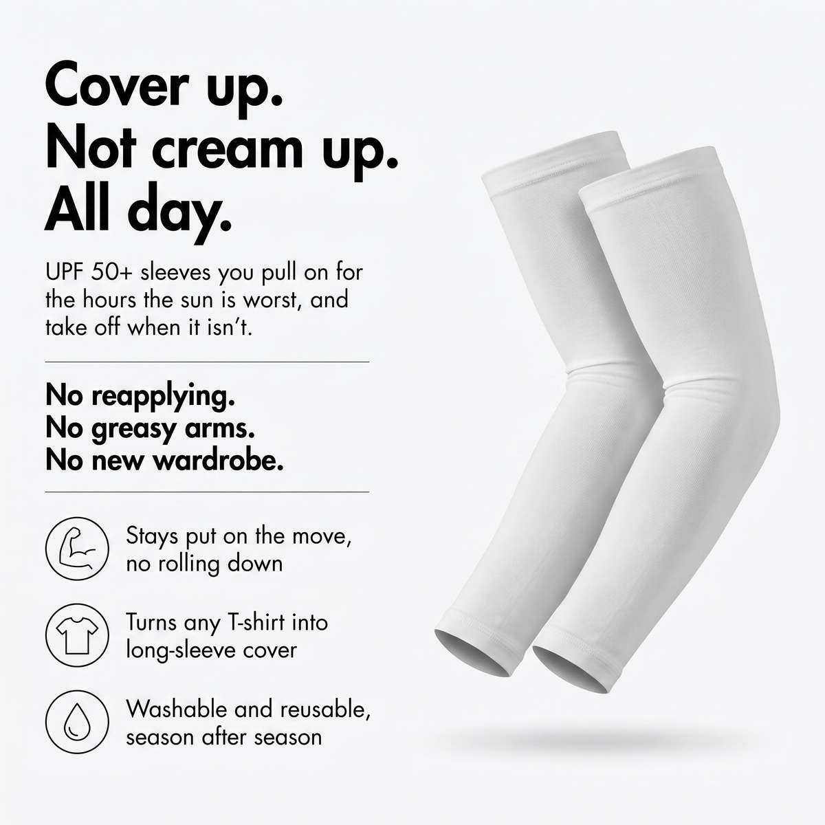 Arm Sleeves - UPF 50+ Sun Sleeves, UV Sleeves & Arm Covers, Pair