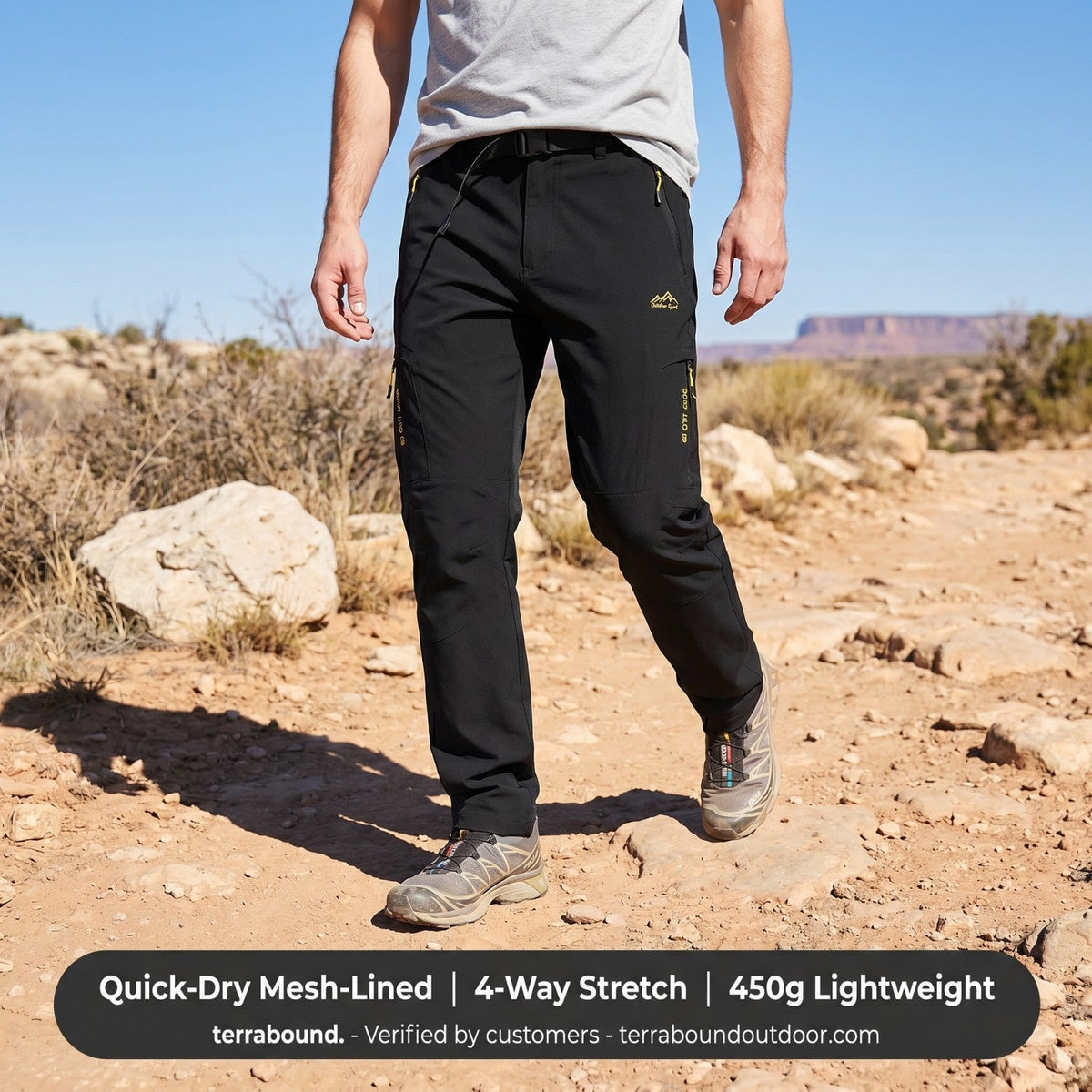 Men's Hiking Trousers - Lightweight Quick-Dry Stretch Walking Trousers