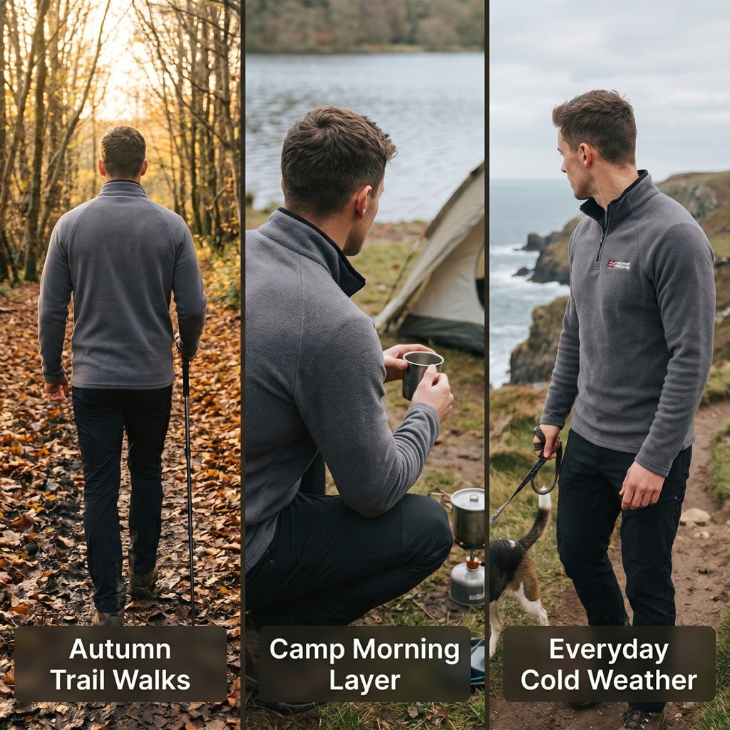 Men’s Quarter-Zip Fleece Pullover – Lightweight Outdoor Fleece Jumper for Hiking & Camping