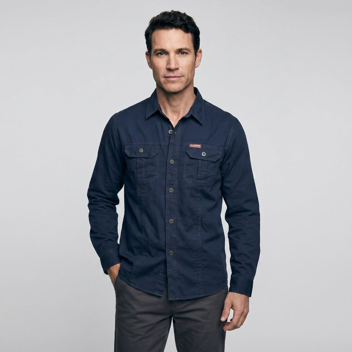 Men's Lightweight Long-Sleeve Outdoor Shirt – Durable Cotton Design