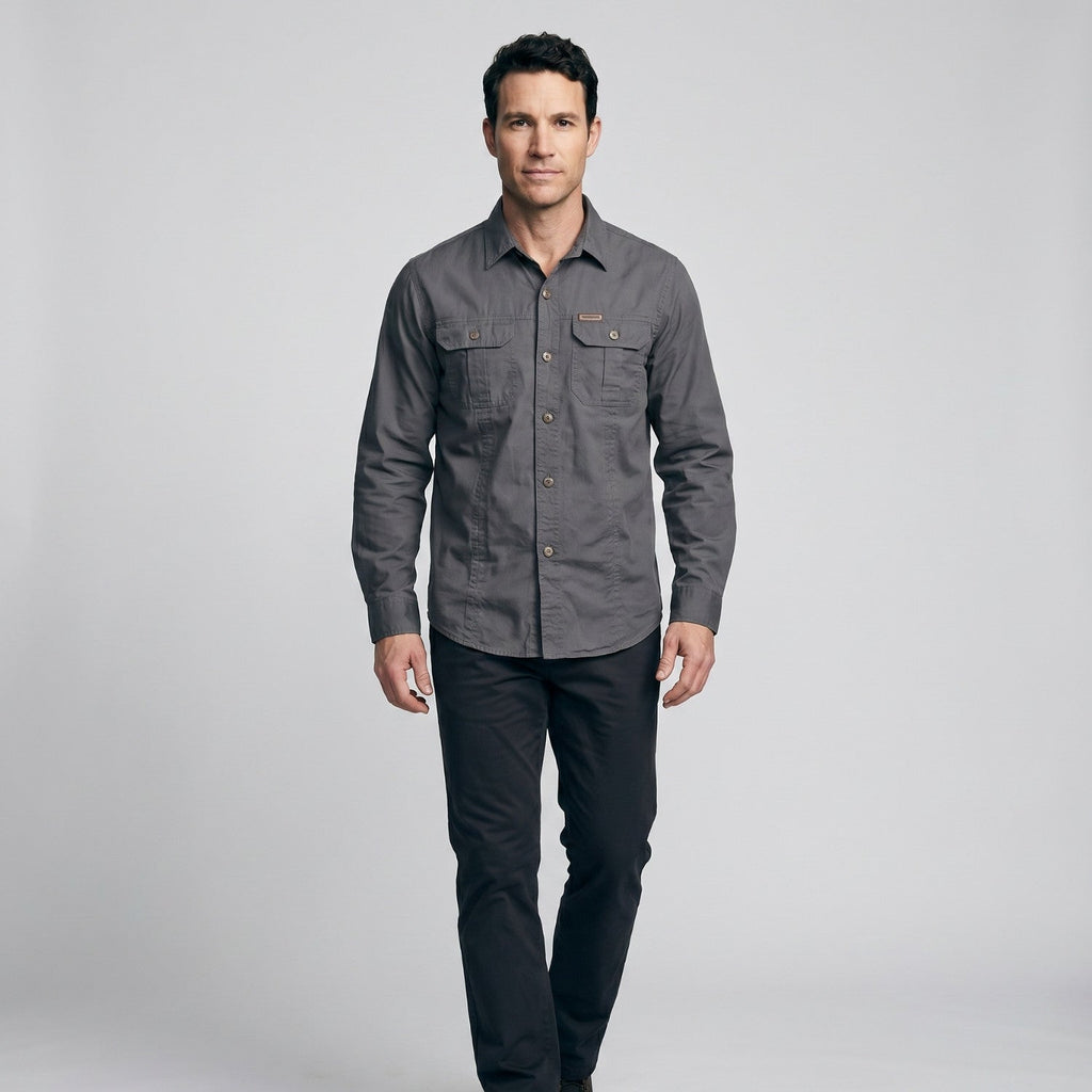 Men's Lightweight Long-Sleeve Outdoor Shirt – Durable Cotton Design