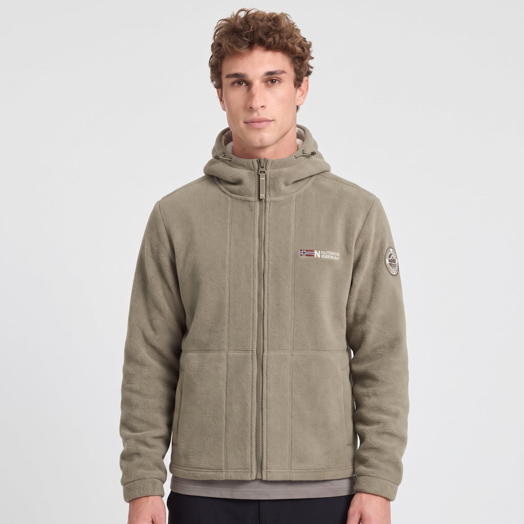 Men's Fleece Jacket - Windproof Hooded Fleece - Walking & Hiking