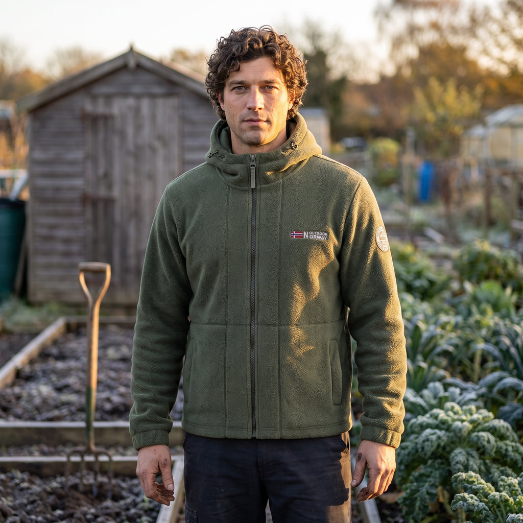 Men's Fleece Jacket - Windproof Hooded Fleece - Walking & Hiking