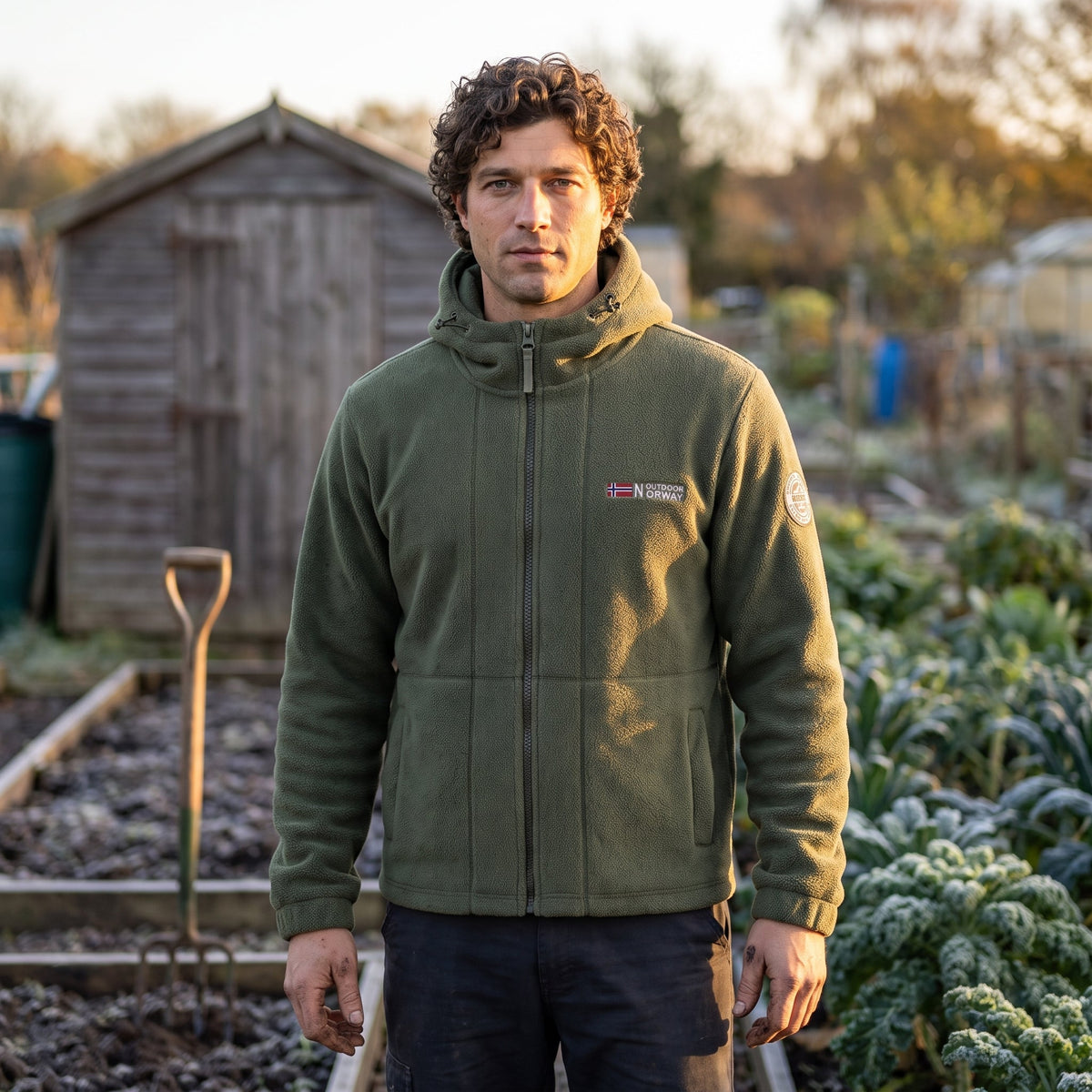 Men's Fleece Jacket - Windproof Hooded Fleece - Walking & Hiking