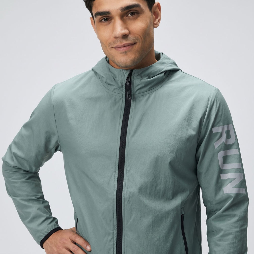 Men's Running Jacket - Lightweight Packable - Windproof & Water-Resistant