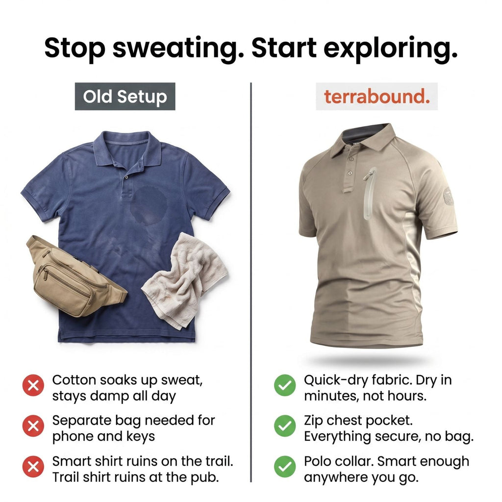 Men’s Quick-Dry Polo Shirt – Zip Pocket - Hiking & Outdoor Top