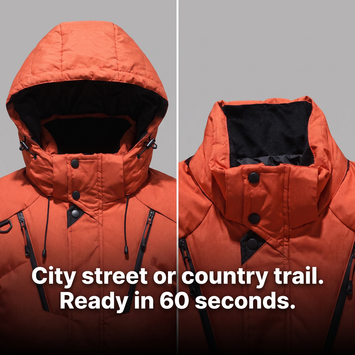 Men's Puffer Jacket - 7-Pocket Hooded Down Jacket for Winter