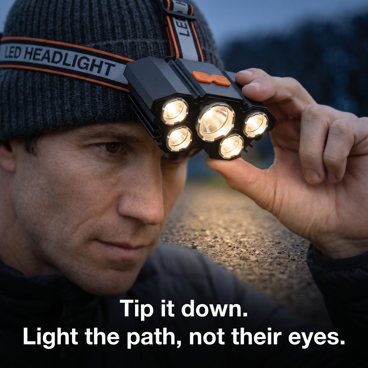 Headlamp 2 Pack - Rechargeable 5 LED Head Torch with Tilting Head