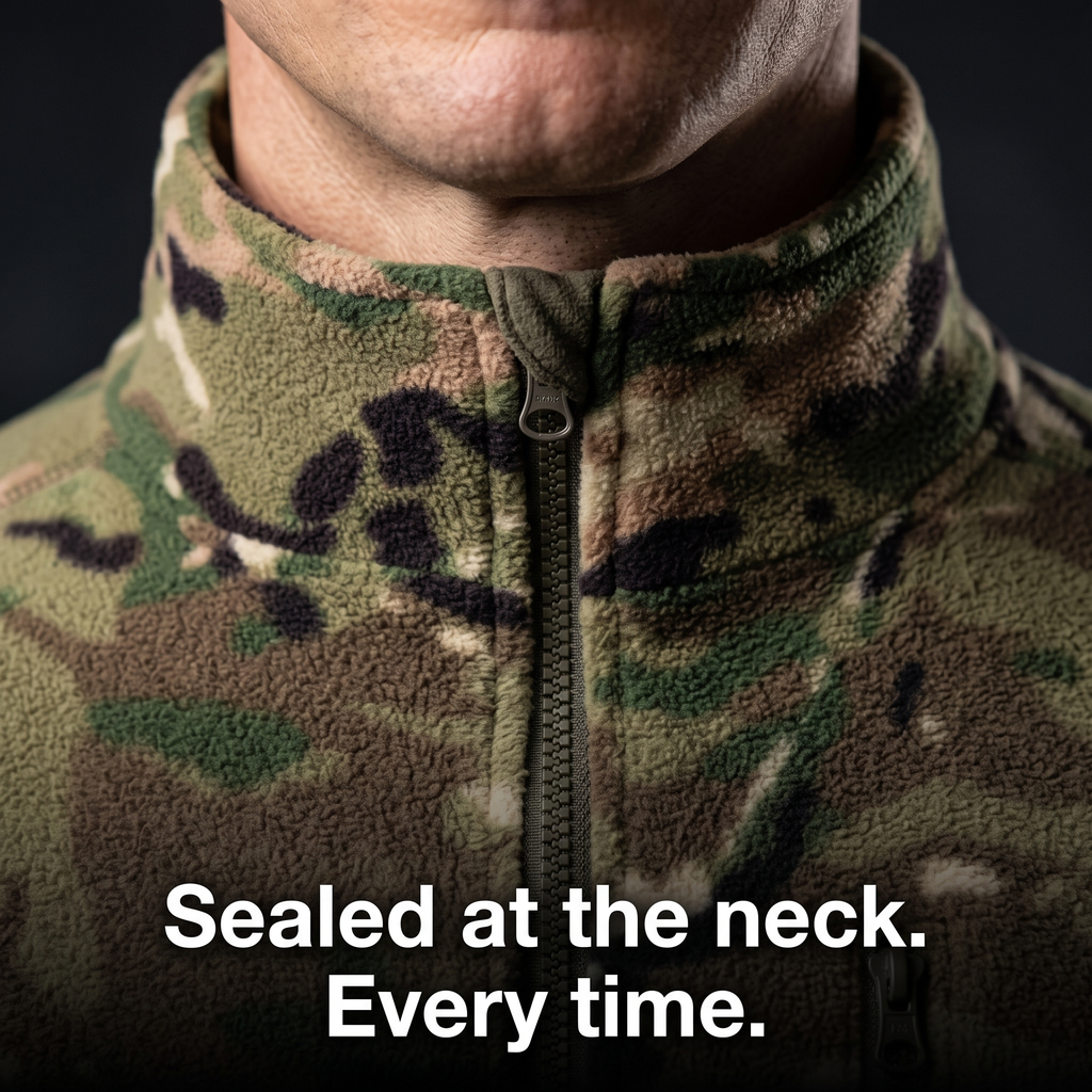Men's Camo Fleece Jacket – Full Zip Stand Collar Outdoor Fleece