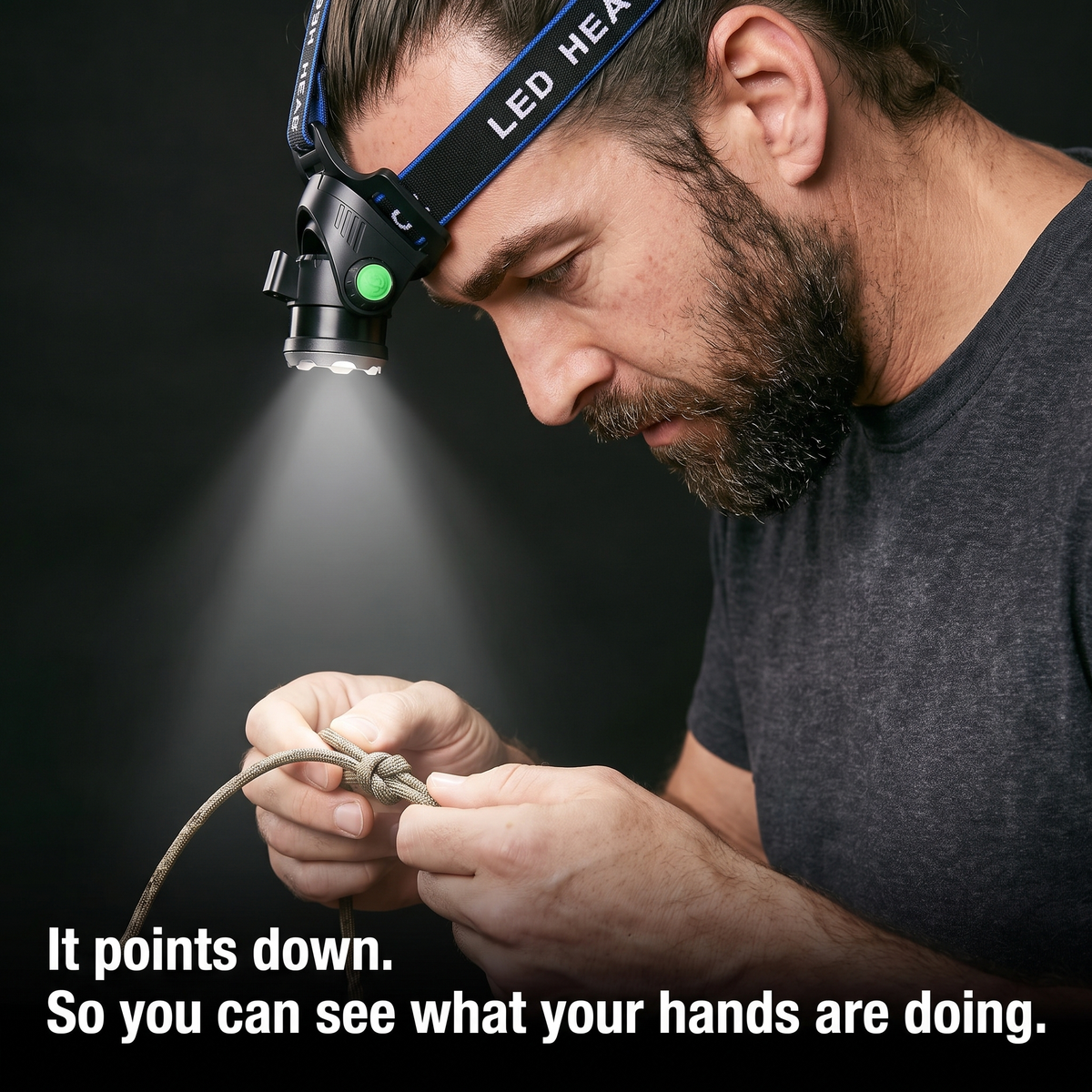 Head Torch - Rechargeable Tilting Zoom Beam - LED Headlamp for Fishing