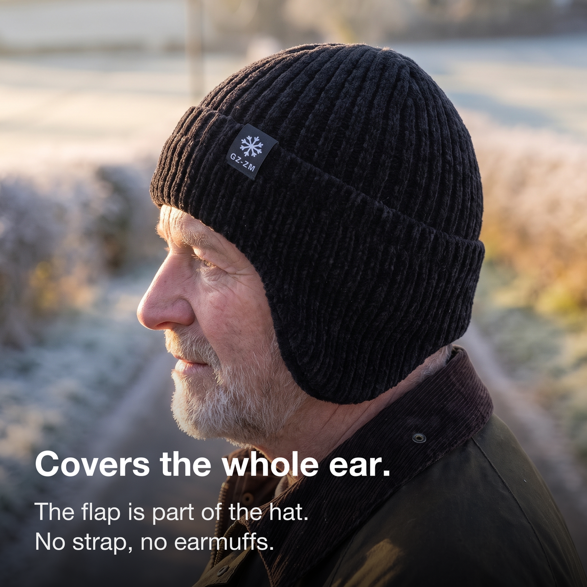 Men's Beanie Hat - Fleece Lined Ear Flap - Woolly Winter Hat