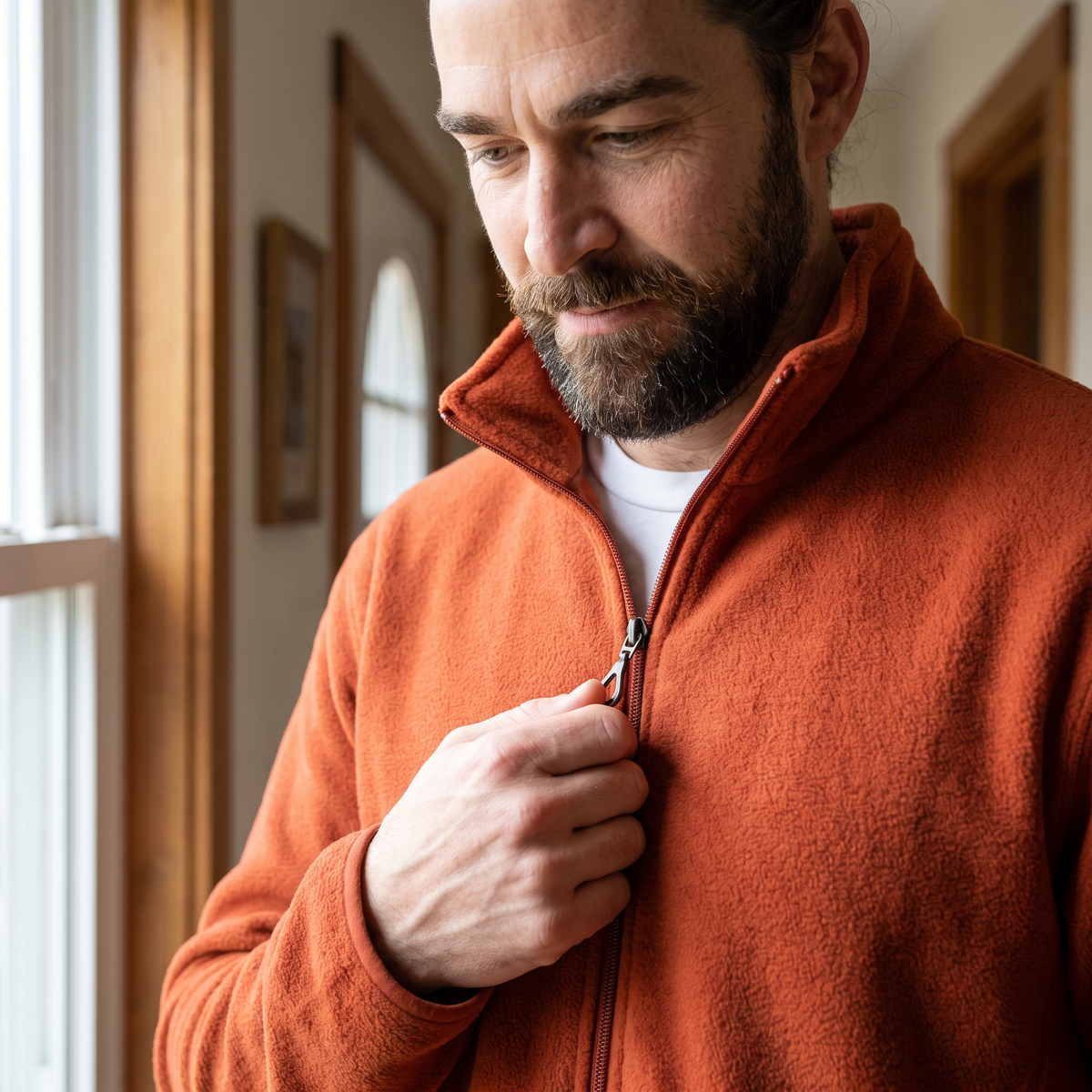 Men's Fleece Jacket - Full-Zip Relaxed Fit - Soft Brushed Fleece