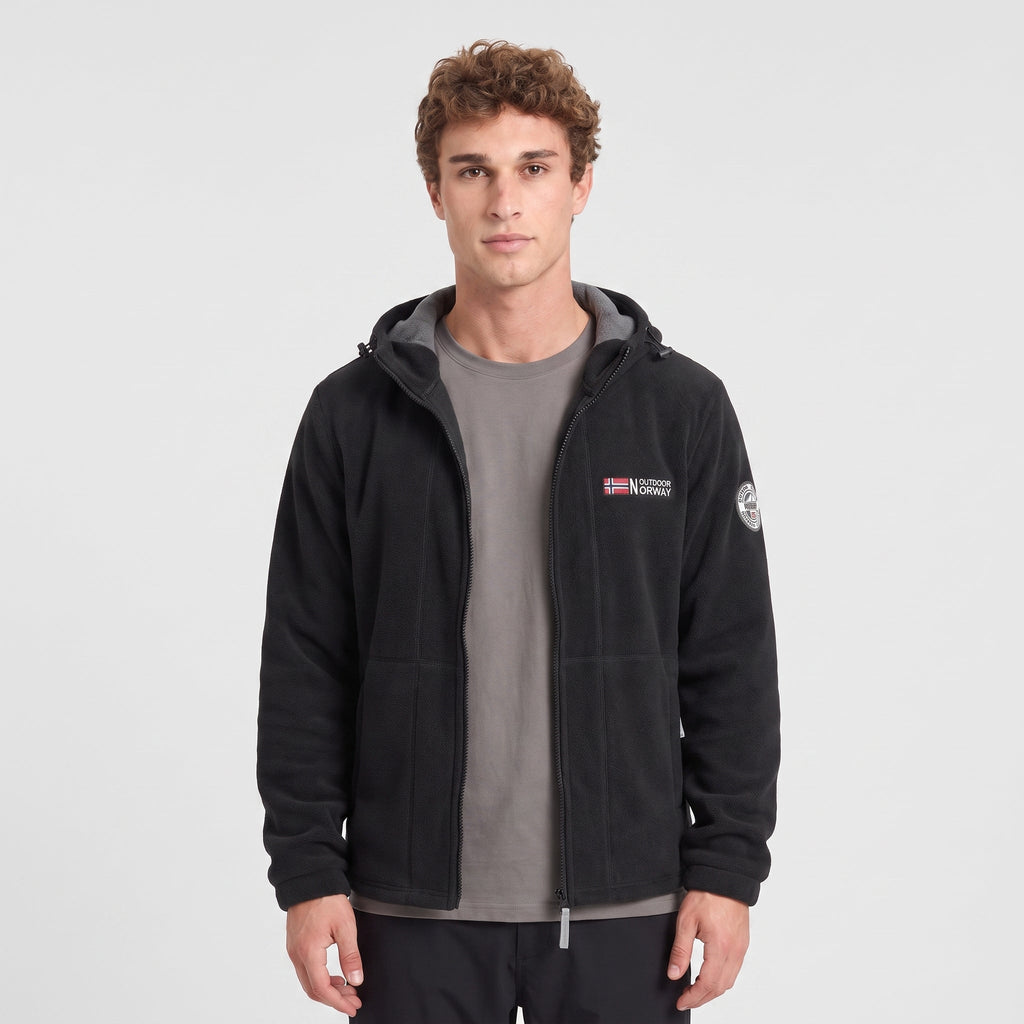 Men's Fleece Jacket - Windproof Hooded Fleece - Walking & Hiking