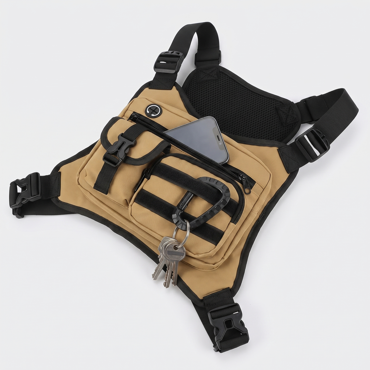 Men's Chest Bag - Multi-Pocket Chest Rig for Hiking and Dog Walking