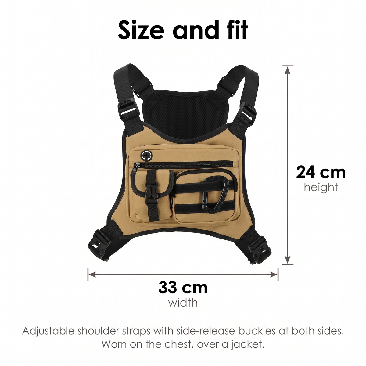 Men's Chest Bag - Multi-Pocket Chest Rig for Hiking and Dog Walking
