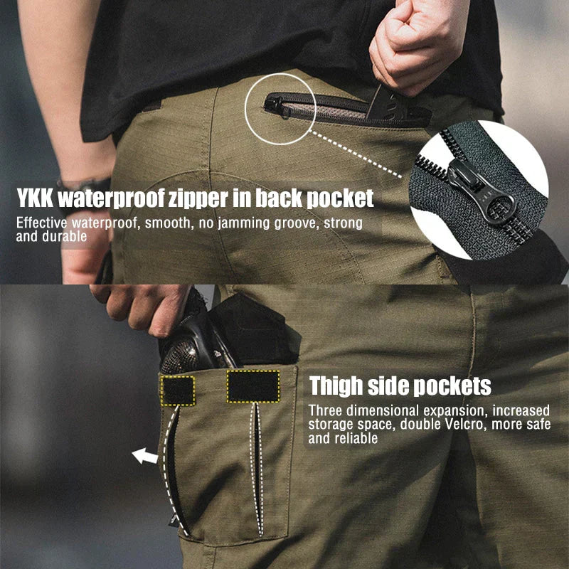 Men's Urban Cargo Hunting Trousers Waterproof Ripstop Outdoor Trousers