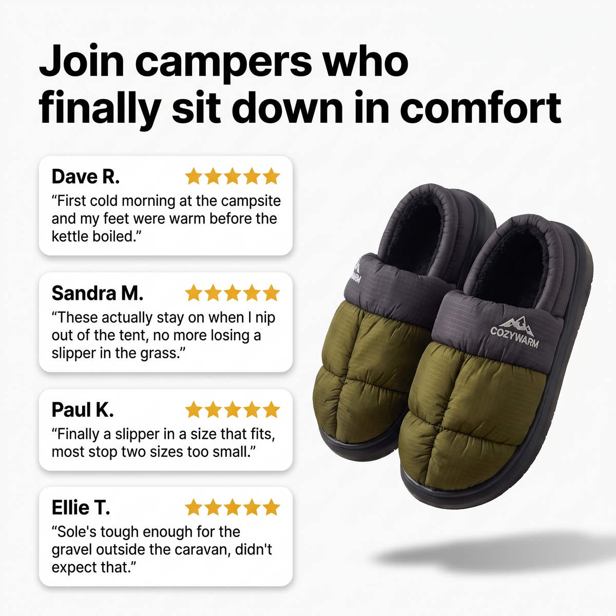Camp Slippers - Closed-Back - Warm Fleece-Lined Outdoor House Shoes