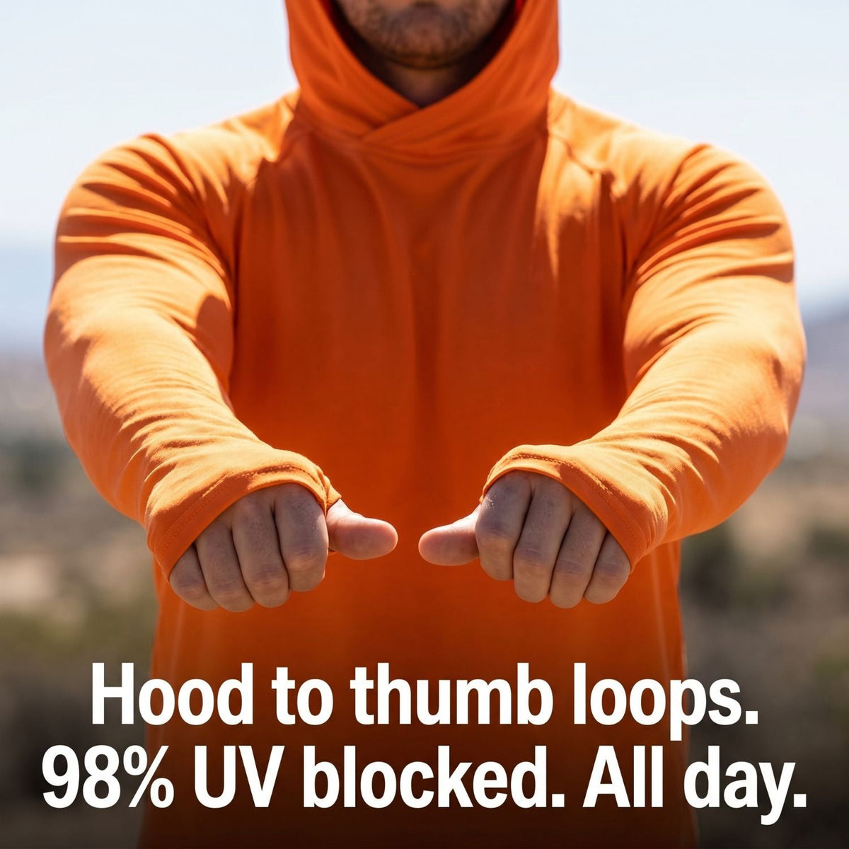 Men's UPF 50+ Sun Hoodie – Lightweight Quick-Dry Hiking & Fishing UV Top with Thumb Loops
