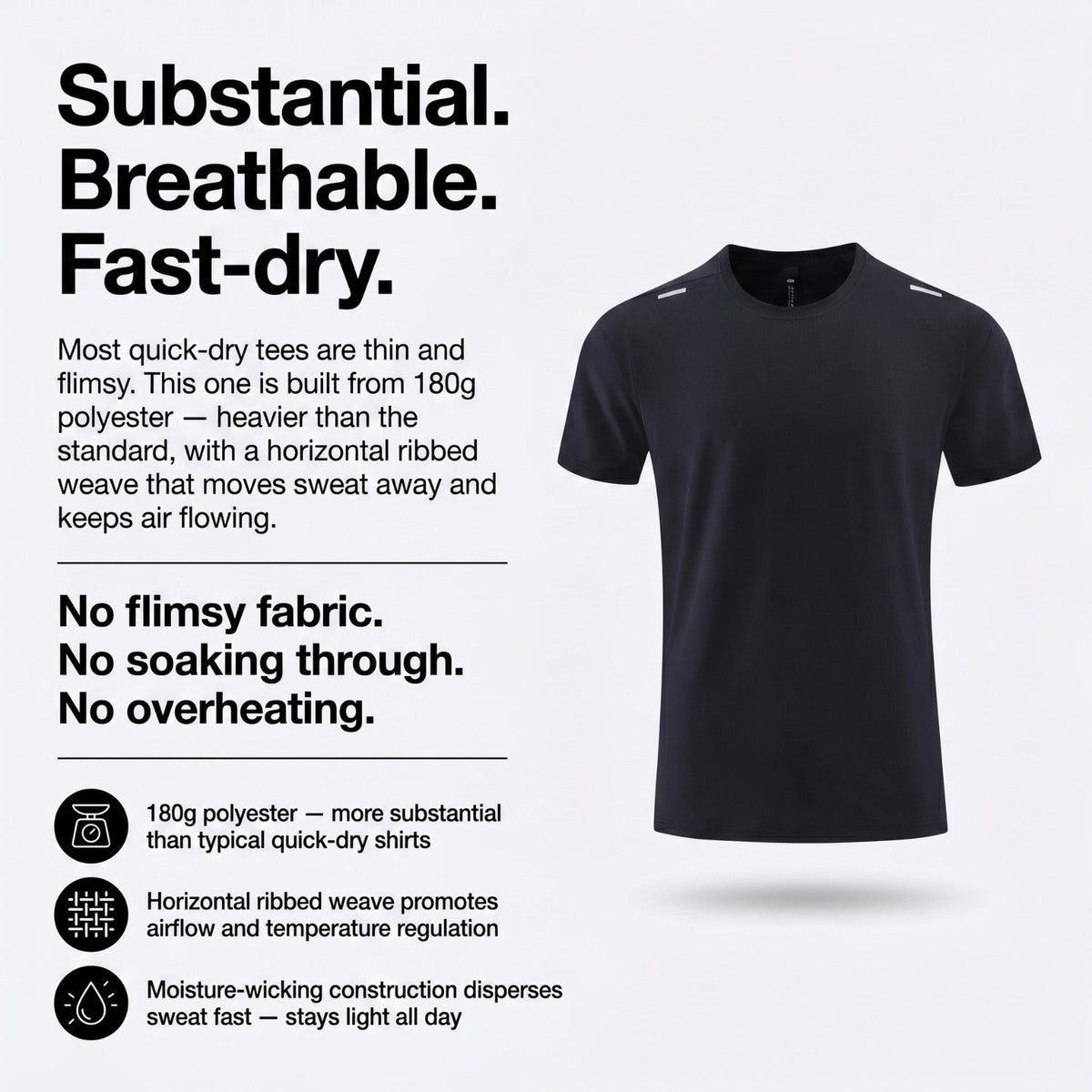 Men's Running T-Shirt - Quick-Dry Hiking & Outdoor - Moisture-Wicking Tee