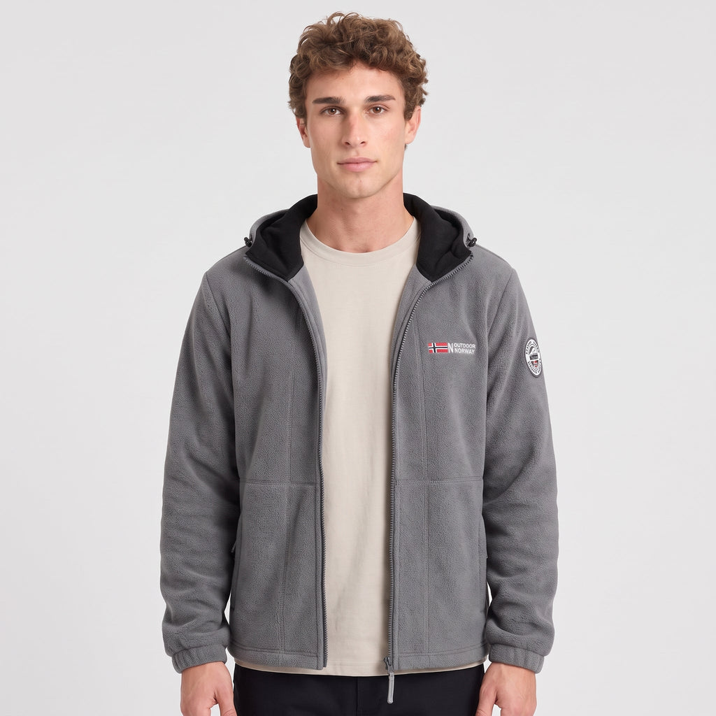 Men's Fleece Jacket - Windproof Hooded Fleece - Walking & Hiking