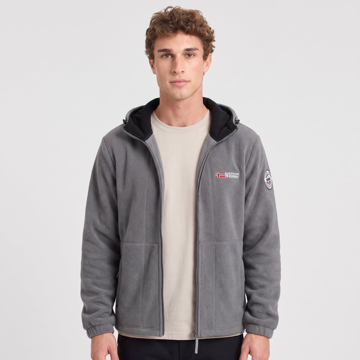 Men's Fleece Jacket - Windproof Hooded Fleece - Walking & Hiking