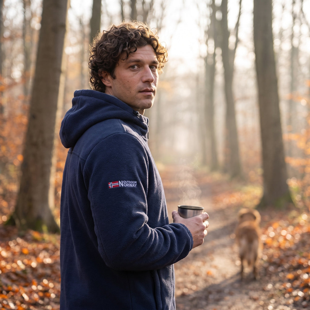 Men's Fleece Jacket - Windproof Hooded Fleece - Walking & Hiking