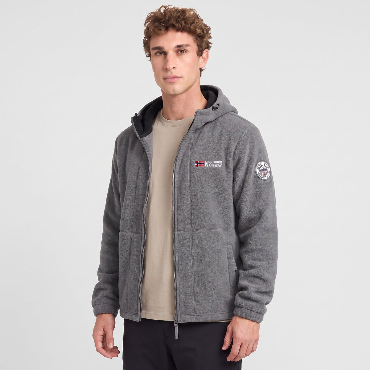 Men's Fleece Jacket - Windproof Hooded Fleece - Walking & Hiking