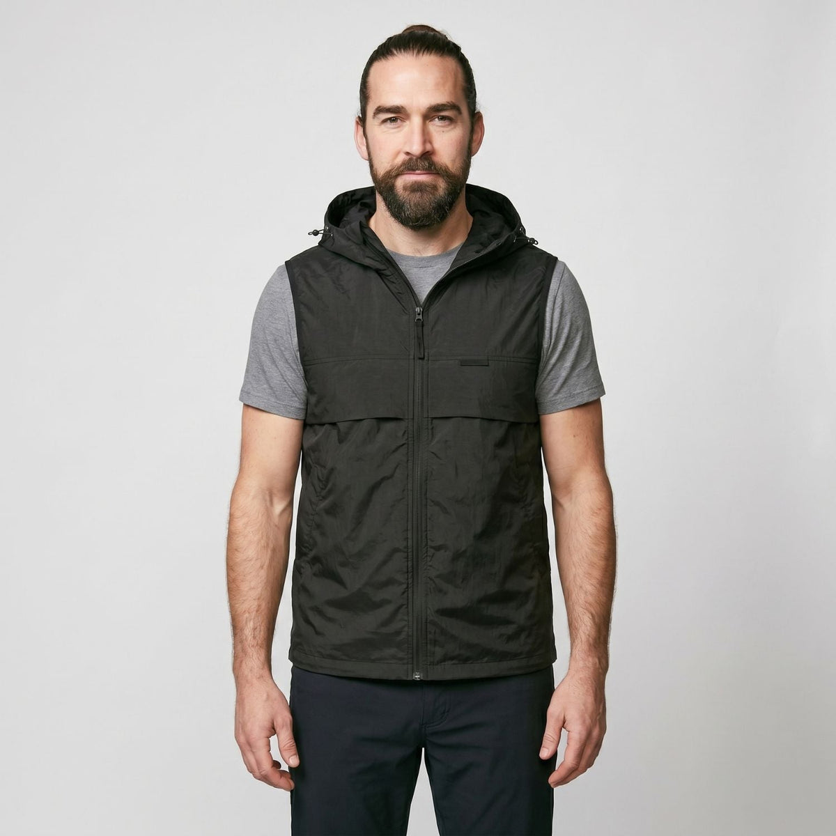 Men's Hooded Gilet - Lightweight Windproof Outdoor Vest for Fishing & Hiking