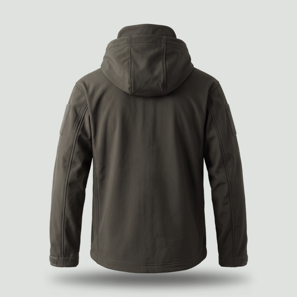 Mens Softshell Jacket – Fleece Lined Hooded Military Style Coat with Zip Pockets