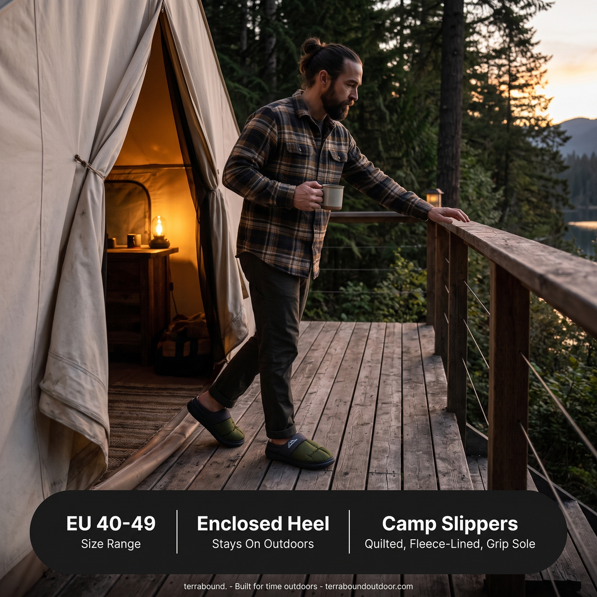 Camp Slippers - Closed-Back - Warm Fleece-Lined Outdoor House Shoes