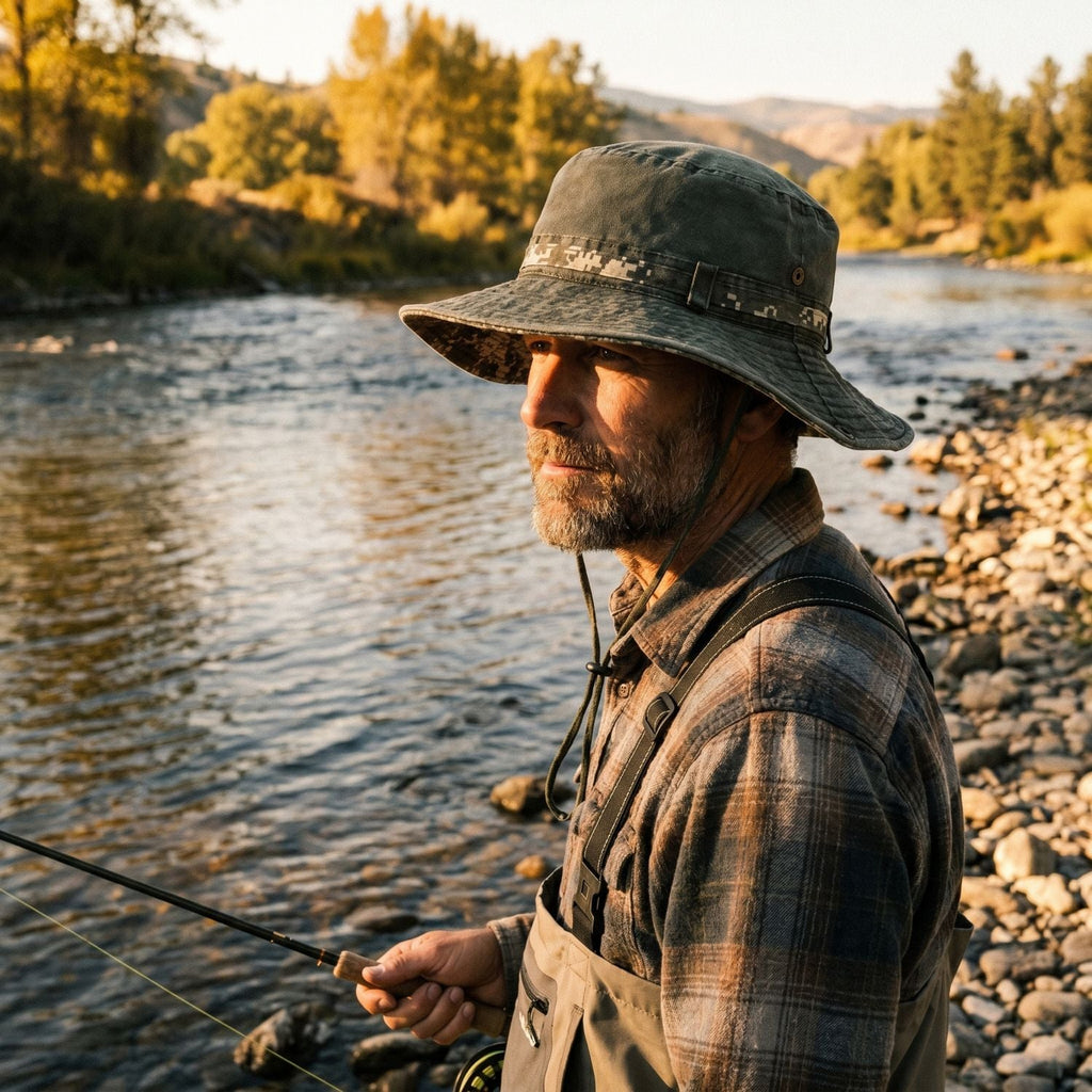 Men's Boonie Hat - Packable Wide Brim Sun Hat with Chin Strap for Hiking & Fishing